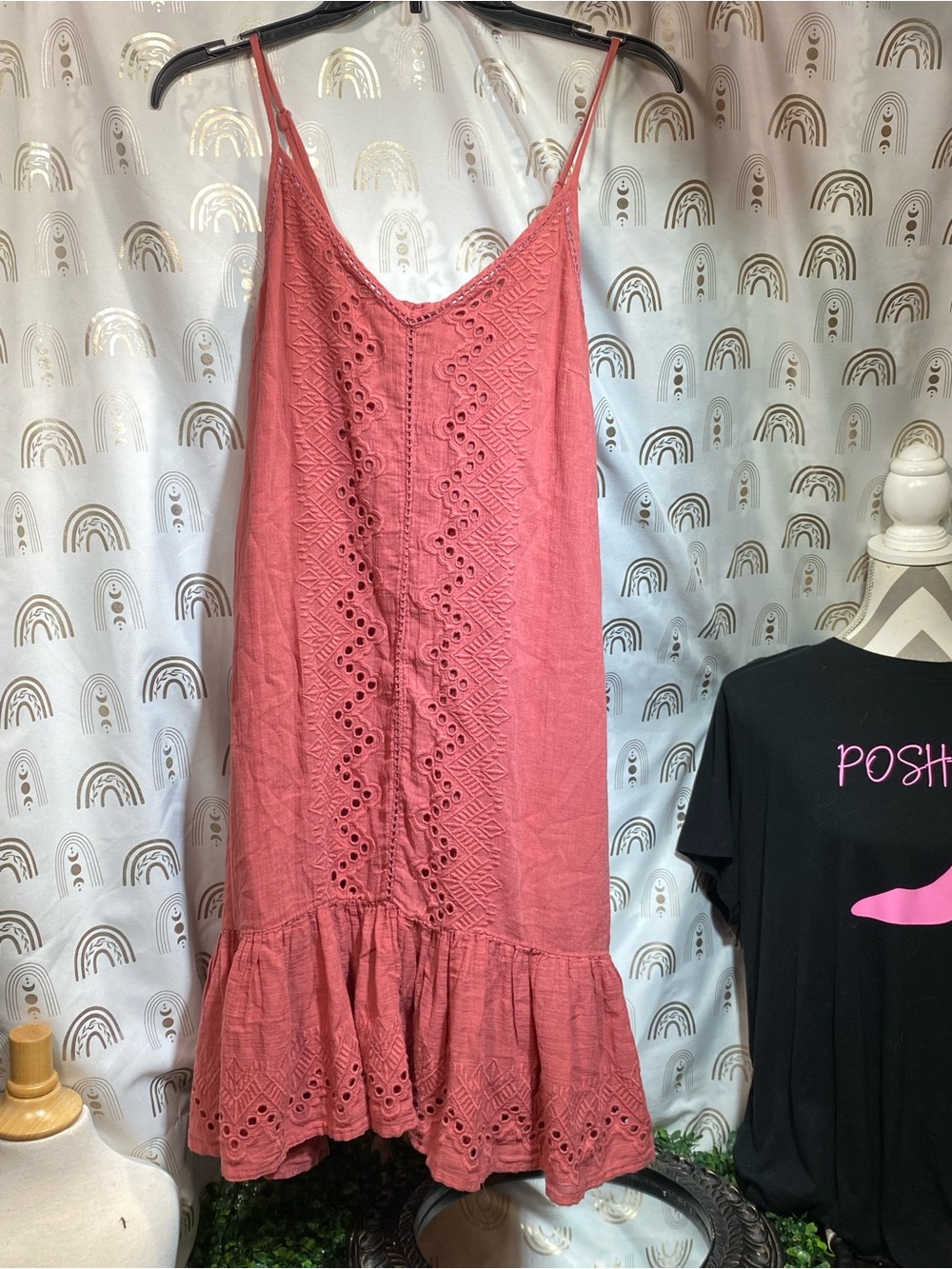 Cynthia Rowley Coral Eyelet Midi Dress